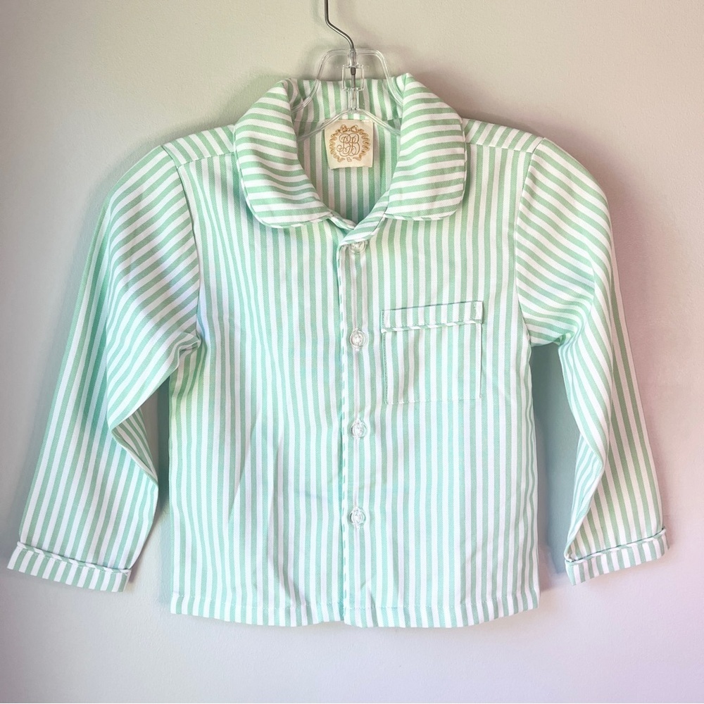 The Beaufort Bonnet Company Green and White Button Down Pajama Shirt